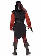 Pirate, costume top and pants, belt, vertical stripes